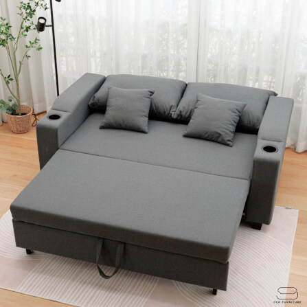 โซฟาเบด CCR FURNITURE รุ่น PHILLY (ฟิลลี่) ขนาด 174 cm. ผ้า สีเทาเข้ม (A1-33) พร้อมที่วางแก้ว_9